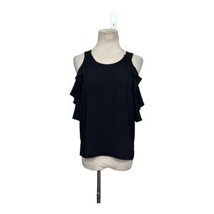 Charlotte Russe black cold shoulder ruffle sleeves blouse size small